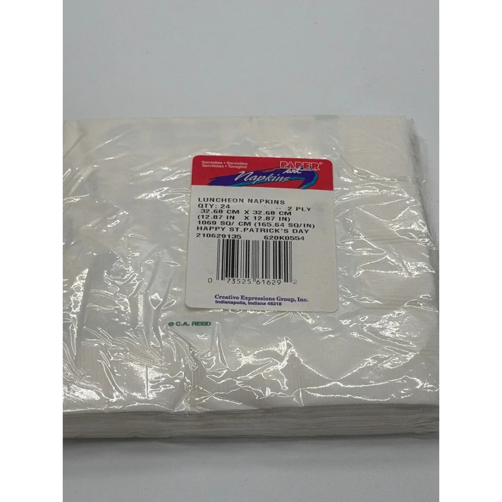 Paper Art Happy St Patricks Day Luncheon Napkins 24 Count 2 Ply Shamrock White